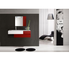 MOBILE BAGNO PENSILE ROSSO DA 100 CM COMPLETO