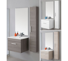 MOBILE BAGNO SOSPESO BIANCO O ROVERE DA 60CM- SPECCHIO- COLONNA