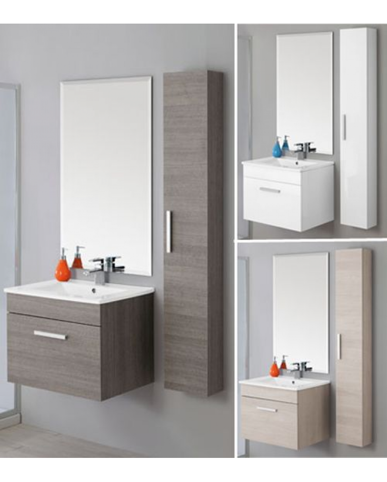 MOBILE BAGNO SOSPESO BIANCO O ROVERE DA 60CM- SPECCHIO- COLONNA - ARREDO  BAGNO, Mobile Singolo - Arredocasafacile, Arredo casa online, divani, arredo bagno