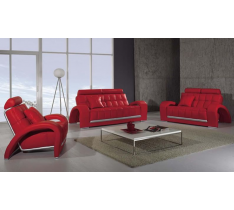 DIVANO SALOTTO PELLE SOFA AMERICANO SOGGIORNO ROSSO