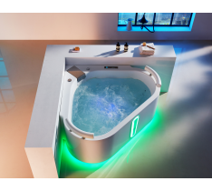 VASCA IDROMASSAGGIO LED 2 POSTI - SPA LUX - 140X140 CM - SKY VIEW LED CON 43 GETTI LUX - VASCA IN ACRILICO - OZONO - LED CROMOTERAPIA - TOUCH LED - MANOPOLE DESIGN HIDDEN - AIR LED - RISCALDATORE - BLUETOOTH - STRISCIA LED + WALL LED -- LUX - DOMOTICA - 