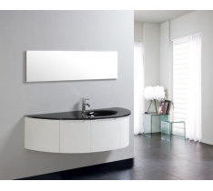 MOBILE BAGNO COMPLETO PENSILE 150CM BIANCO NERO