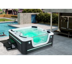 MINIPISCINA ESTERNO 210X200X91CM KING SPA 70 GETTI PER 6 PERSONE - 4 POMPE - ECO-TECH CON RISCALDATORE - PC FULL TOUCH TABLET - SKY GLASS VIEW - BLUETOOTH - OZONO - CASSE LED - IDROGETTI LED - ANTIGELO - CASCATA LED A LIVELLO - WI-FI CONNECTOR