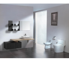 MOBILE BAGNO PENSILE NERO - ACERO DA 160 CM COMPLETO