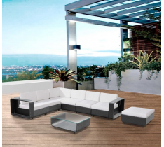 DIVANO RATTAN GIARDINO ESTERNO TAVOLO S3 NERO