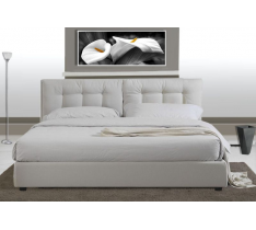 LETTO MATRIMONIALE IN ECOPELLE BIANCO DESIGN MODERNO