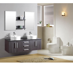 MOBILE BAGNO PENSILE WENGE' DA 150 CM COMPLETO DOPPIO LAVABO