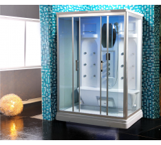 CABINA IDROMASSAGGIO KING DOPPIA SAUNA BAGNO TURCO 140X90 FULL OPTIONAL TOUCH SCREEN - 12 GETTI - - LUXURY - BLUETOOTH - LED