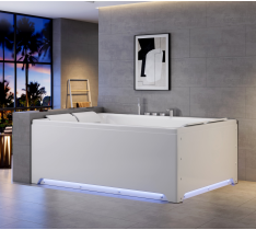 VASCA IDROMASSAGGIO 4 POSTI VASCA IDROMASSAGGIO DA BAGNO 190X135 CON 31 GETTI - 4 STRISCE LED PERIMETRALI 4 CUSCINI + DOPPIA POMPA + OZONO + RISCALDATORE + BLUETOOTH - CHIUSA 4 LATI VASCA CENTRO STANZA