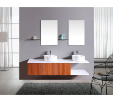 MOBILE BAGNO PENSILE MARRONE DA 180 CM COMPLETO DOPPIO LAVABO