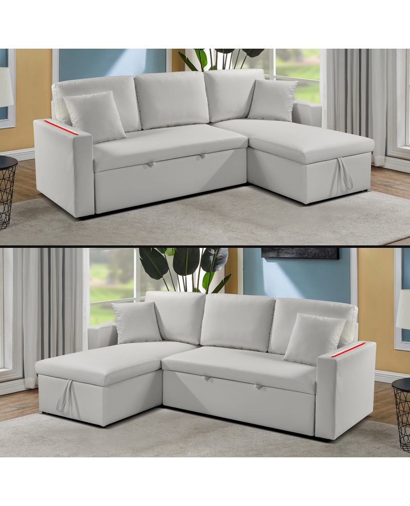 DOMO. collection Tinos Forma angolare con Funzione Letto, Poliestere