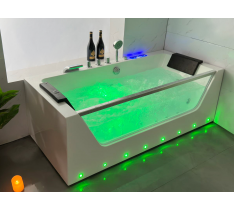 VASCA IDROMASSAGGIO SPA DOPPIA + LED + OZONO-170X80 -21 GETTI-DOPPIA POMPA - PC FULL TOUCH - RISCALDATORE - CON VETRO - LED CROMOTERAPIA CON CASCATA - LED SUL PANNELLO - BLUETOOTH