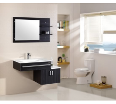 MOBILE BAGNO PENSILE NERO DA 105 CM COMPLETO