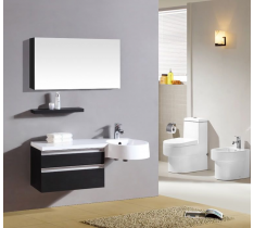 MOBILE BAGNO PENSILE NERO DA 100 CM COMPLETO