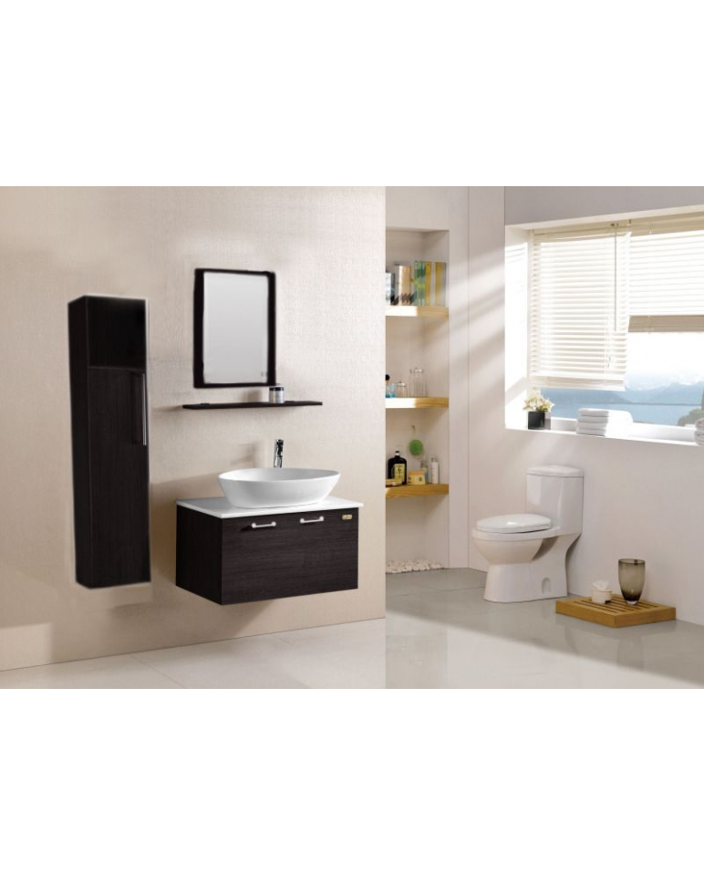 MOBILE BAGNO SOSPESO - PENSILE WENGÉ DA 80 CM - COMPLETO - ARREDO