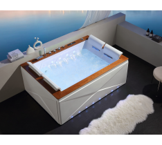 VASCA IDROMASSAGGIO LED 4 POSTI - SPA LUX - 180X130 CM - 4 CASCATE CON LED 50 GETTI LUX - VASCA IN ACRILICO - OZONO - LED CROMOTERAPIA - TOUCH LED - MANOPOLE DESIGN - AIR LED - RISCALDATORE - BLUETOOTH - SKIRT LED + WALL LED --LUX - DOMOTICA - ECO-TECH