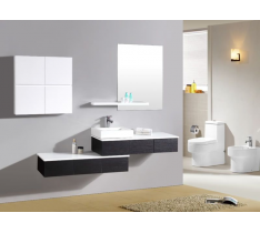 MOBILE BAGNO PENSILE NERO DA 180 CM COMPLETO