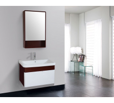 MOBILE BAGNO PENSILE BIANCO E MARRONE DA 70 CM COMPLETO