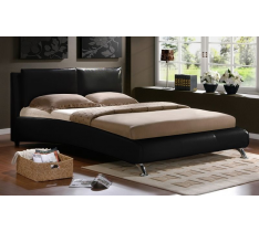 LETTO MATRIMONIALE IN ECOPELLE NERO MODERNO