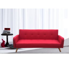 DIVANO LETTO LITZ RECLINABILE LUSSO MICROFIBRA ROSSO PIEDI LEGNO