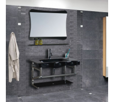 MOBILE BAGNO PENSILE IN VETRO DA 80 CM COMPLETO