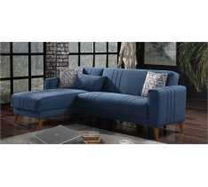 MEGA DIVANO ANGOLARE LETTO CONTENITORE REVERSIBILE BLU COBALTO SMERALDO - CUSCINI - ELEGANTE