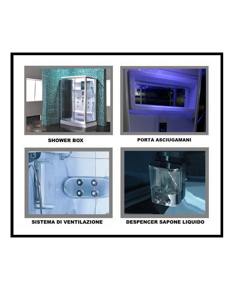 Cabina Idromassaggio 70x90cm - Vetro Temperato, ABS, Argento, Moderna, Reversibile, Full Optional