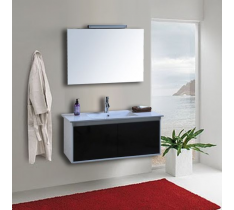 MOBILE BAGNO PENSILE BIANCO NERO DA 100 CM COMPLETO