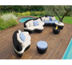 DIVANO RATTAN DESIGN GIARDINO ESTERNO POUF S4