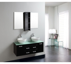 MOBILE BAGNO COMPLETO PENSILE BAGNO 120CM NERO