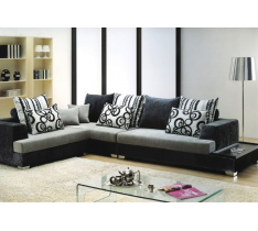 DIVANO SALOTTO MEGA SOFA IN TESSUTO ANGOLARE GRIGIO CON CUSCINI