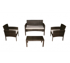 DIVANO RATTAN MARRONE SALOTTO ARREDO GIARDINO CON CUSCINI