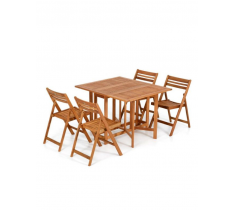 SET TAVOLO DA GIARDINO PIEGHEVOLE 4 SEDIE IN LEGNO MALESIANO