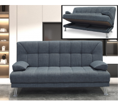 DIVANO LETTO 3 POSTI CON CONTENITORE COPERTE RECLINABILE LINO GRIGIO TESSUTO- UFFICIO - SALOTTO