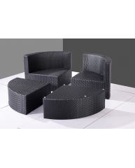 Arredo per esterno con divano letto doppio rettangolare Alice 80x90 nero  rattan