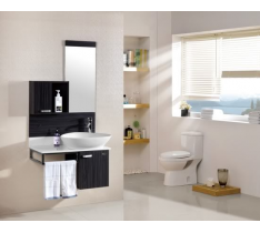 MOBILE BAGNO PENSILE NERO DA 80 CM COMPLETO