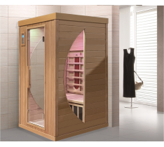 SAUNA INFRAROSSI 3 POSTI 120X105 CM DOPPIO PC - INTERNO ED ESTERNO - OZONO - RADIO + MP3 - MP4 - USB - BLUETOOTH - AROMATERAPIA - CROMOTERAPIA - LED - DESIGN VETRO MOON - IN FIBRA DI CARBONIO