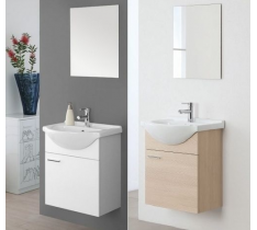 MOBILE BAGNO SINGOLO SOSPESO BIANCO O ROVERE DA 56 CM - SPECCHIO