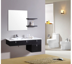 MOBILE BAGNO PENSILE NERO DA 120 CM COMPLETO