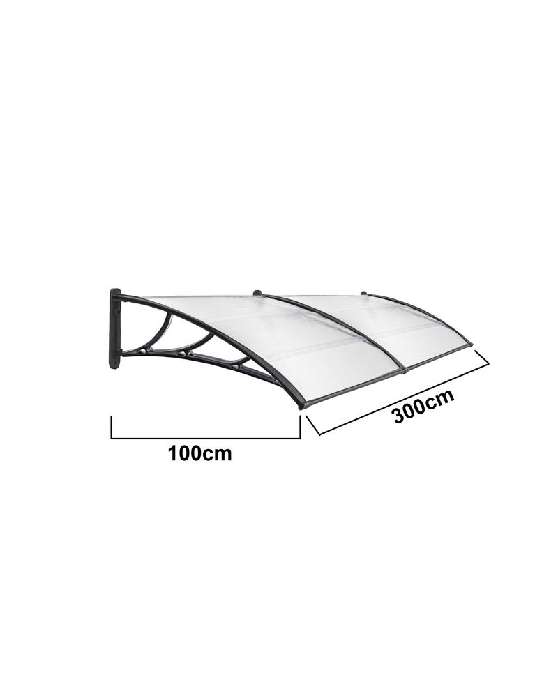 Pensilina Vetro Moderna 180x80 Cm | Tettoia Esterna Acciaio Inossidabile