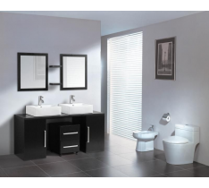 MOBILE BAGNO PENSILE WENGE' DA 160 CM COMPLETO DOPPIO LAVABO