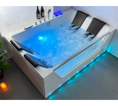 VASCA IDROMASSAGGIO SPA LED DOPPIA+O3-180X120 -35 GETTI-DOPPIA POMPA - PC FULL TOUCH - RISCALDATORE - CON VETRO - LED CROMOTERAPIA CON CASCATA - LED SUL PANNELLO - BLUETOOTH