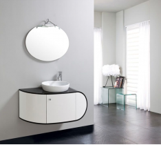 MOBILE BAGNO COMPLETO PENSILE 100CM BIANCO NERO