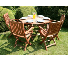 SET TAVOLO DA GIARDINO PIEGHEVOLE 4 SEDIE IN LEGNO