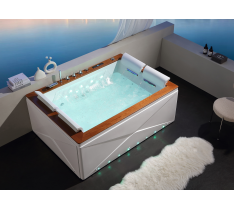 VASCA IDROMASSAGGIO LED 4 POSTI - SPA LUX - 180X130 CM - 4 CASCATE CON LED 50 GETTI LUX - VASCA IN ACRILICO - OZONO - LED CROMOTERAPIA - TOUCH LED - MANOPOLE DESIGN - AIR LED - RISCALDATORE - BLUETOOTH - SKIRT LED + WALL LED --LUX - DOMOTICA - ECO-TECH