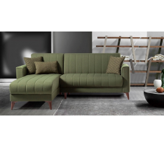 MEGA DIVANO ANGOLARE LETTO CONTENITORE REVERSIBILE VERDE PETROLIO OLIVA - CUSCINI - ELEGANTE