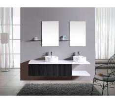 MOBILE BAGNO PENSILE WENGÃˆ DA 180 CM COMPLETO DOPPIO LAVABO